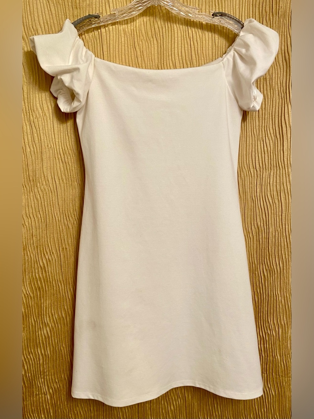H&M Cream Dress with Puff-Sleeves